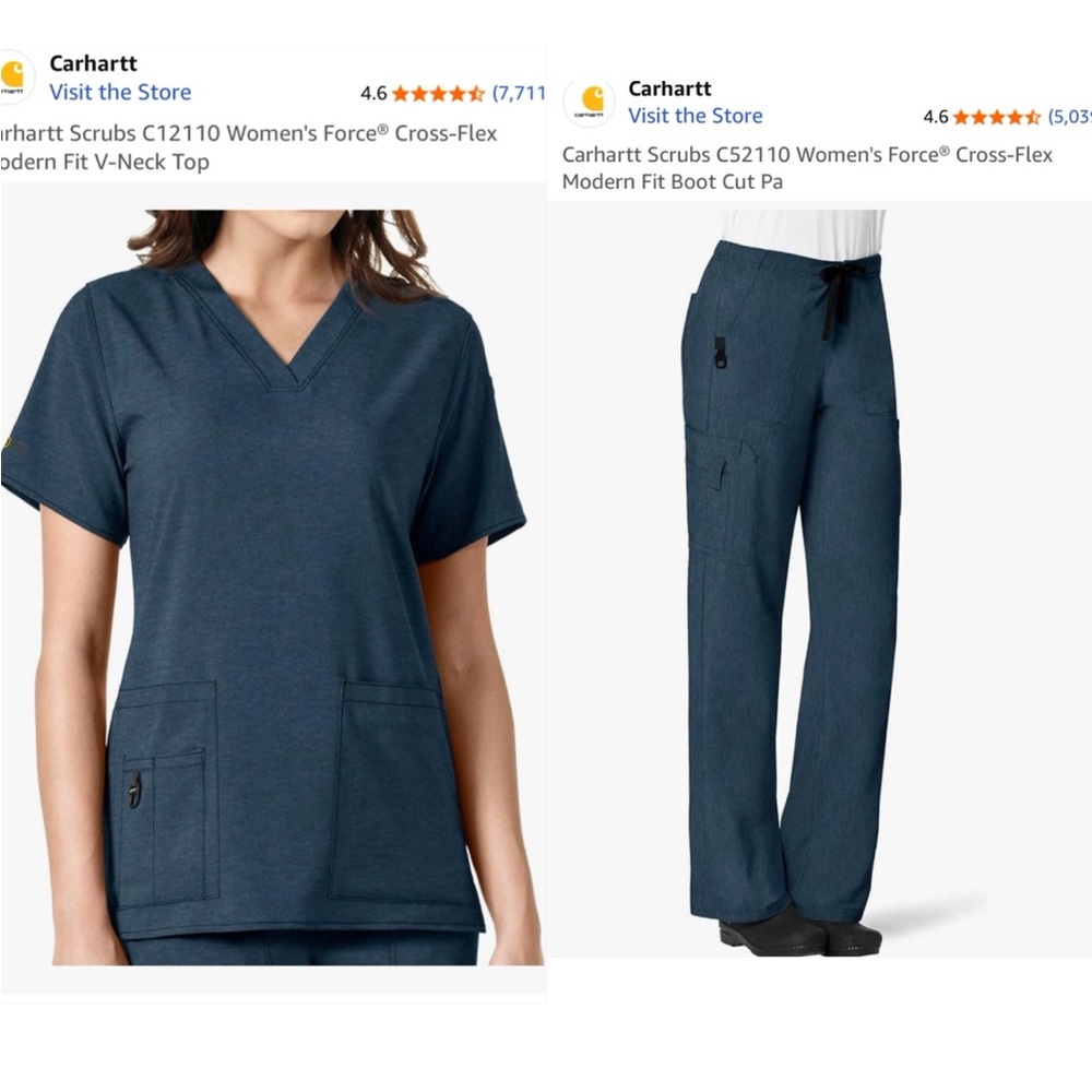 Carhartt Heather Navy V-Neck Scrub Set